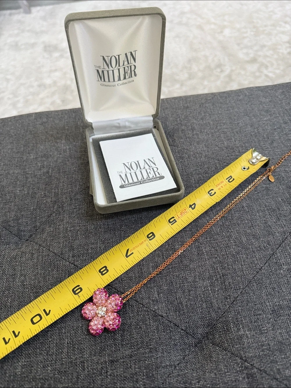 Nolan Miller Rose-Gold Chain with Pink Crystal Flower Pendant